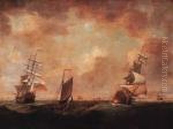 Units Of The Fleet Running Up The Channel Oil Painting by Nicholas Pocock