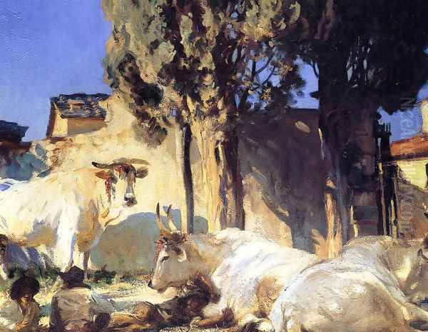 Oxen Resting Oil Painting by John Singer Sargent