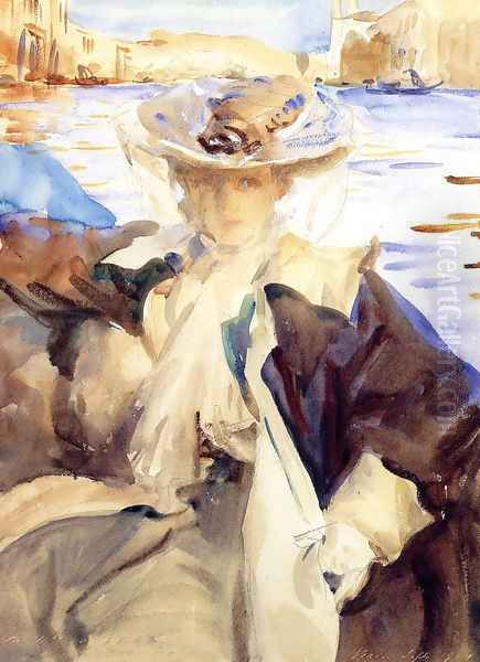 Jane de Glehn in a Gondola Oil Painting by John Singer Sargent