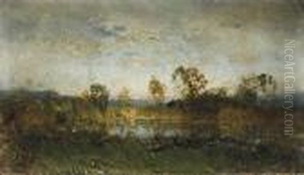 Marshland Oil Painting by Ivan Pavlovich Pokhitonov