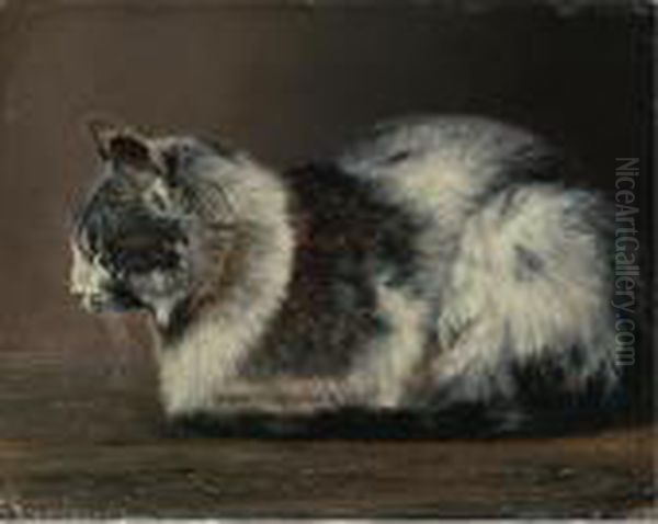 Cat Oil Painting by Ivan Pavlovich Pokhitonov