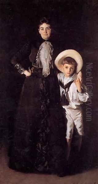 Mrs Edward L Davis And Her Son Livingston Oil Painting by John Singer Sargent