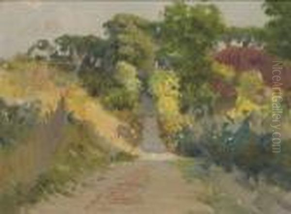 View Of The Artist's Garden Oil Painting by Ivan Pavlovich Pokhitonov