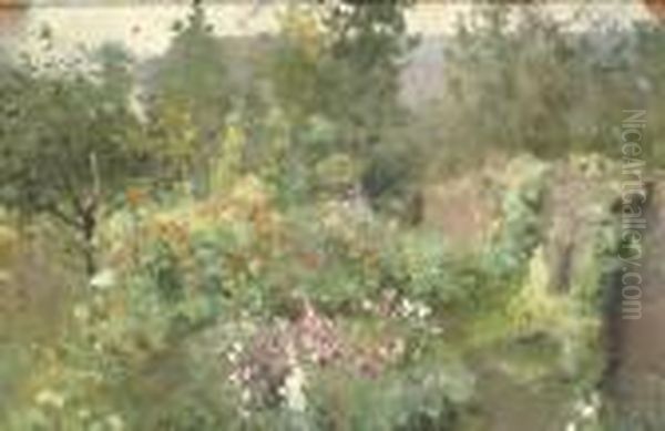 Vue De Ma Chambre Sur Notre Jardin Oil Painting by Ivan Pavlovich Pokhitonov