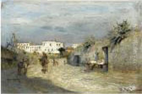 Street In The South Of France Oil Painting by Ivan Pavlovich Pokhitonov