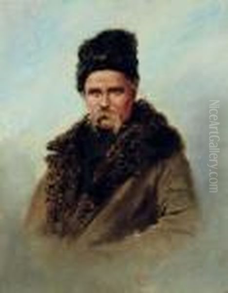 Portrait Of Taras Grigorovich Shevchenko Oil Painting by Ivan Pavlovich Pokhitonov