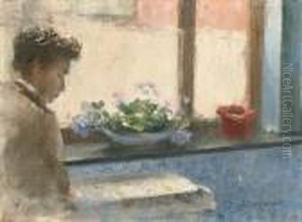 By The Window Oil Painting by Ivan Pavlovich Pokhitonov