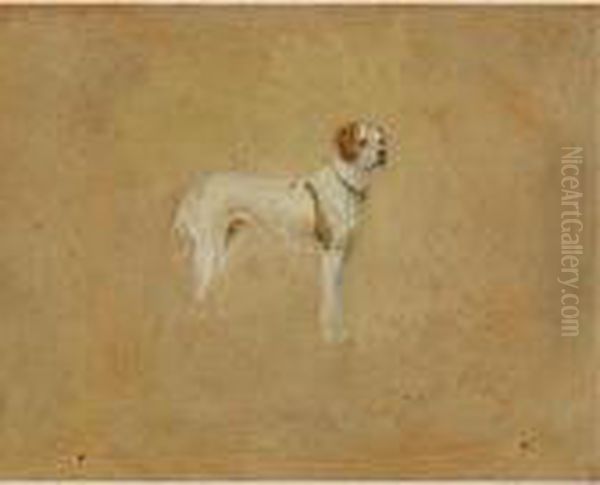 Krotkiy, The Artist's Dog Oil Painting by Ivan Pavlovich Pokhitonov