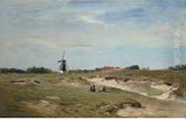 Landscape With Windmill Oil Painting by Ivan Pavlovich Pokhitonov