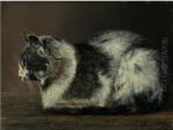 Cat Oil Painting by Ivan Pavlovich Pokhitonov