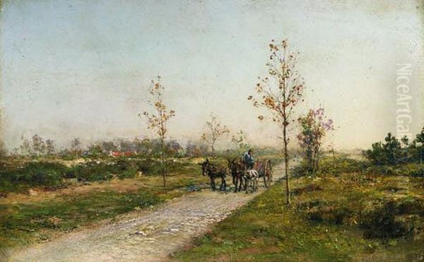 Landscape With Donkeys Oil Painting by Ivan Pavlovich Pokhitonov