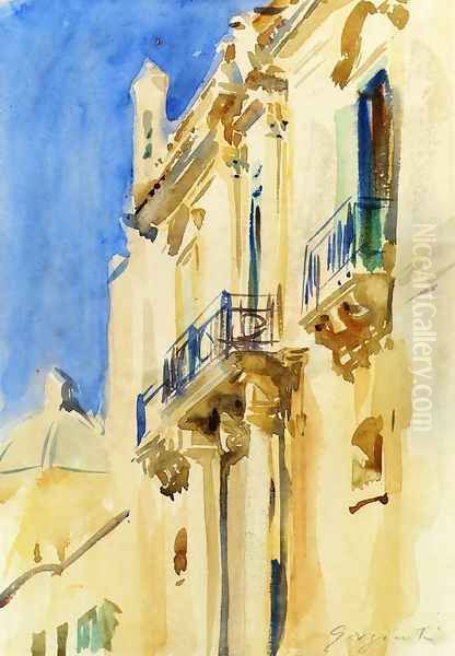 Facade of a Palazzo, Girgente, Sicily Oil Painting by John Singer Sargent