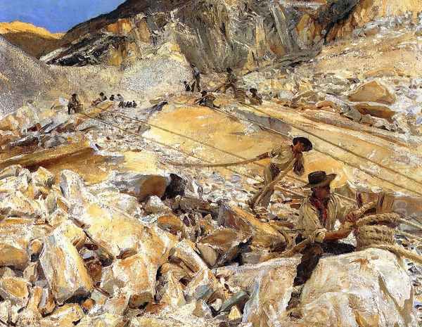 Bringing Down Marble from the Quarries in Carrara Oil Painting by John Singer Sargent