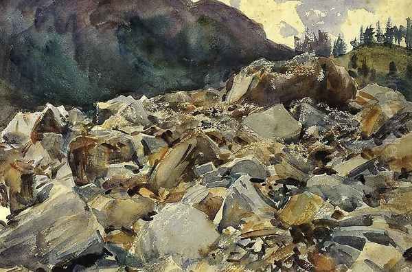 Purtud, Alpine Scene and Boulders Oil Painting by John Singer Sargent