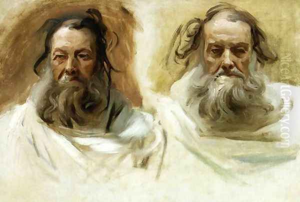 Study for Two Heads for Boston Mural 'The Prophets' Oil Painting by John Singer Sargent