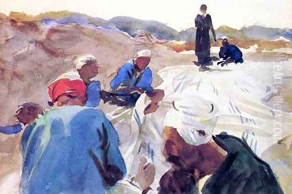 Mending a Sail Oil Painting by John Singer Sargent