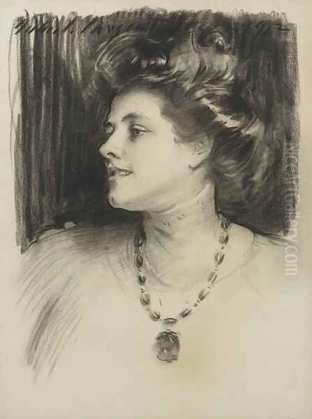 Portrait of Mrs. Alfred Fowler (Eva Neumann) Oil Painting by John Singer Sargent