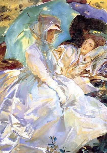 Simplon Pass: Reading Oil Painting by John Singer Sargent