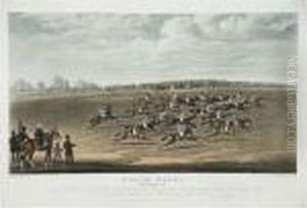 Epsom Races, Now Theyaere Off; Epsom Races Oil Painting by James Pollard