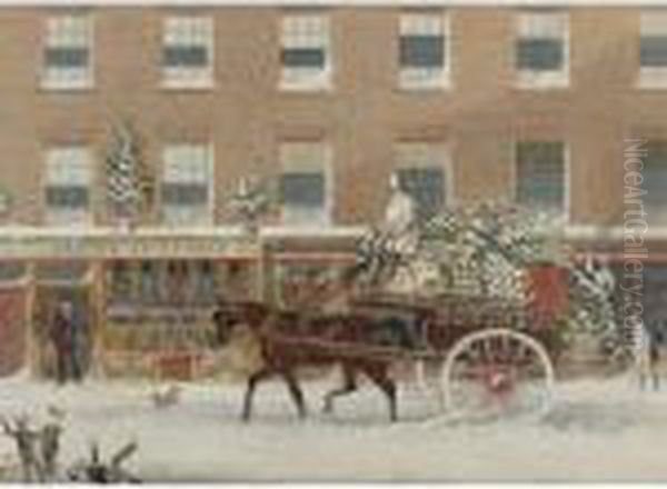 Christmas In Bowman's Place Oil Painting by James Pollard