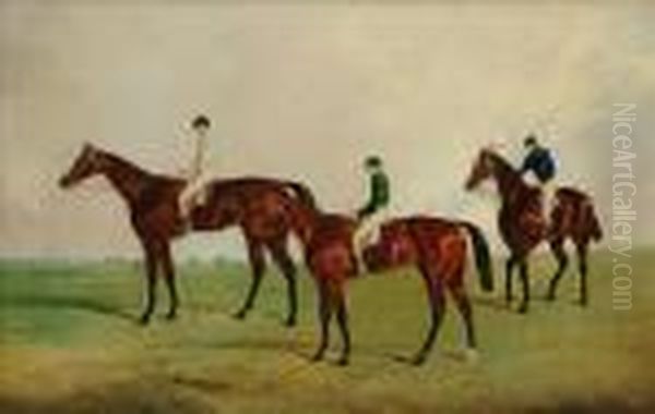 A Group Of Mounted Jockeys Oil Painting by James Pollard