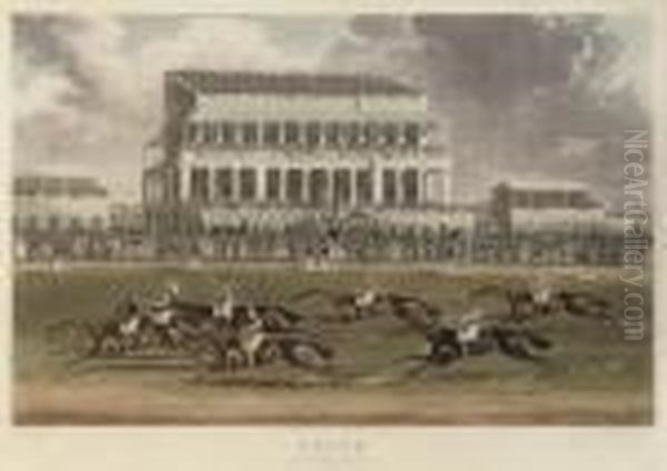 Five Plates Of Epsom: The 
Betting Post; Saddling In The Warren; Thegrand Stand; The Race Over; And
 Selling Day At Tattersall's, By C.hunt Oil Painting by James Pollard