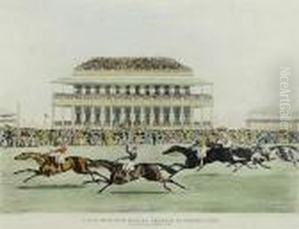 Race In Epsom Oil Painting by James Pollard