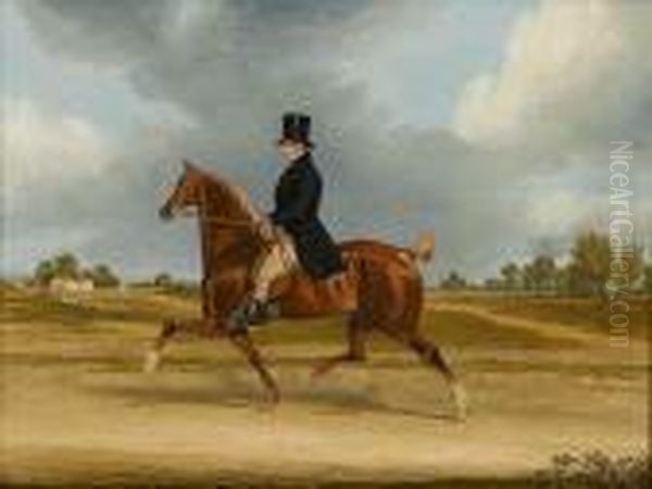 Cropped And Nicked: Richard 
Smith, Farrier To Meux's Brewery, Crossing Barnersbury On His Hackney Oil Painting by James Pollard