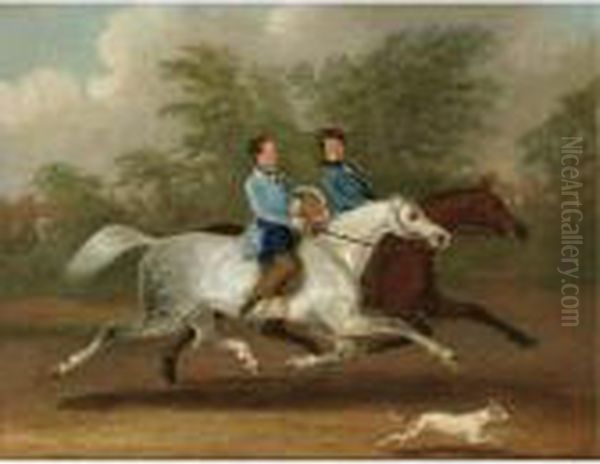 Stakes And Trotters At A Gallop Oil Painting by James Pollard