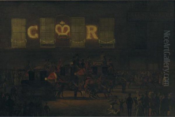 The Royal Mails At The Angel Islington On The Night Of 

 His Majesty's Birthday Oil Painting by James Pollard