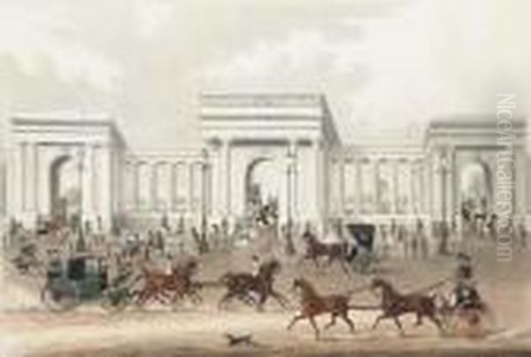 Hyde Park Corner, By R. & C. Rosenberg Oil Painting by James Pollard