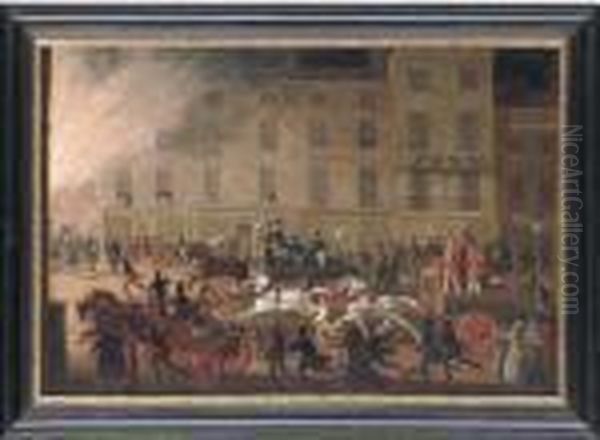 London Fire Engines: The Noble Protectors Of Lives Andproperty Oil Painting by James Pollard