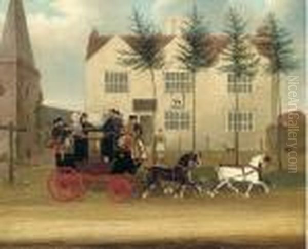 The Guildford To London Coach Passing Before An Inn Oil Painting by James Pollard