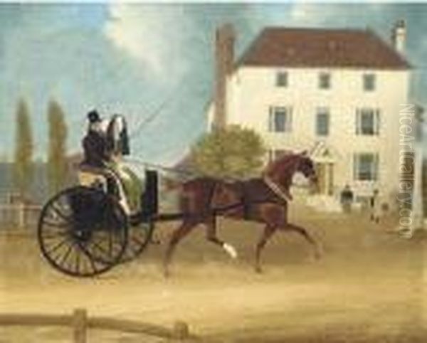 A Gig Passing The Eagle, Snaresbrook Oil Painting by James Pollard