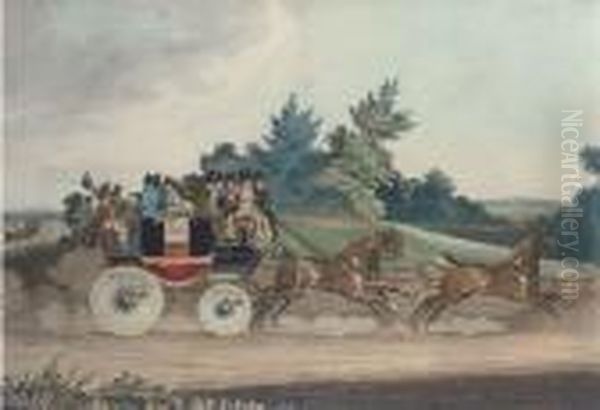 Stage Coach, Opposition Coach In Sight (siltzer 213) Oil Painting by James Pollard