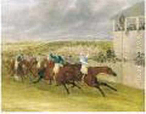 The 1839 Derby - 'bloomsbury' Finishing In A Snowstorm Oil Painting by James Pollard