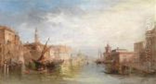 Venetian Canal Scene Oil Painting by Alfred Pollentine