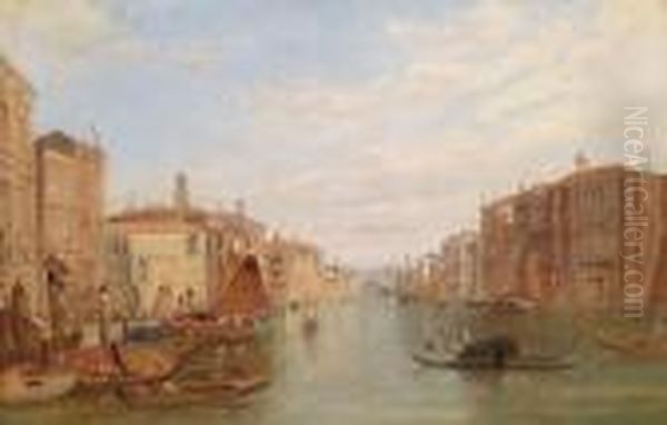 Thegrand Canal In Venice Oil Painting by Alfred Pollentine