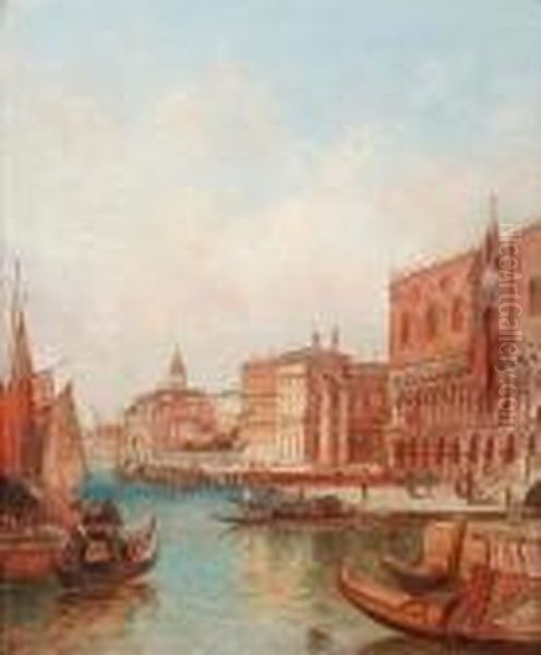 The Ducal Palace, Venice; The Giudecca Canal,venice Oil Painting by Alfred Pollentine