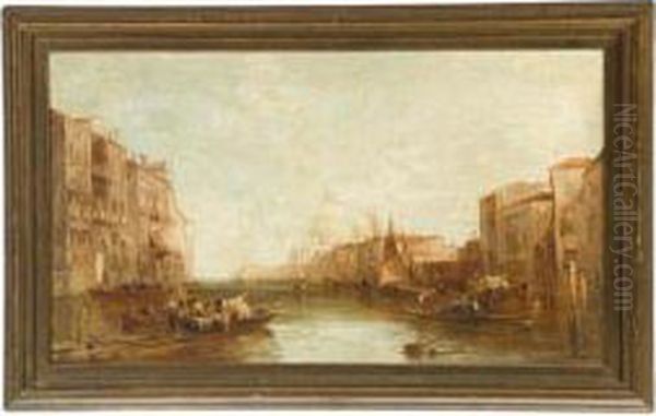 Venetian Canal Scene Oil Painting by Alfred Pollentine