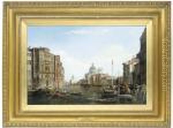 The Grand Canal With Santa Maria Della Salute, Venice Oil Painting by Alfred Pollentine