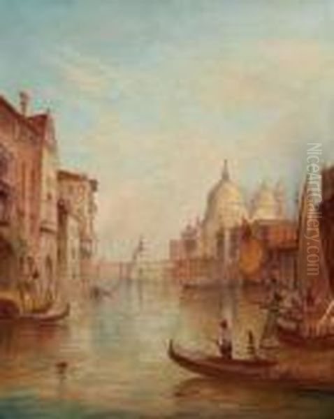 A View In Venice: The Dogana Di Mare And Santa Maria Della Salute Oil Painting by Alfred Pollentine