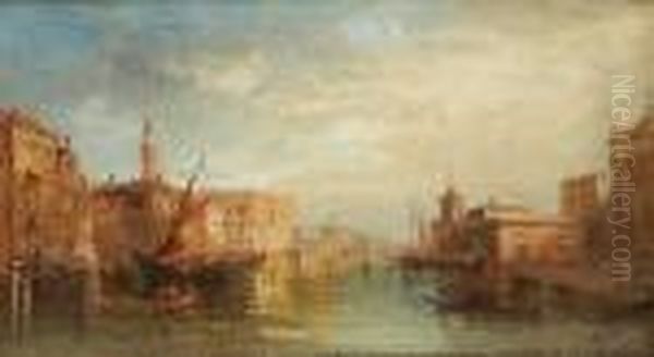 The Grand Canal With The Ducal Palace, Venice Oil Painting by Alfred Pollentine