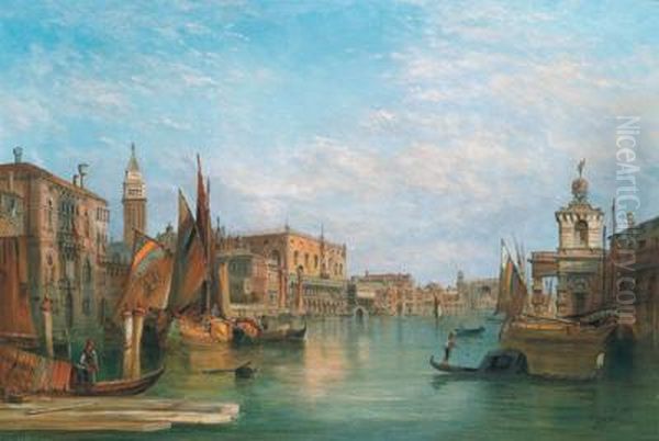 Scene From The Grand Canal In Venice Oil Painting by Alfred Pollentine