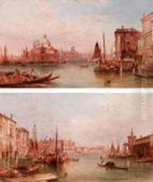 L'imbocco Del Canal Grande Con Lapunta Di Dogana Oil Painting by Alfred Pollentine