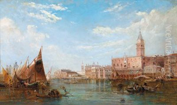 Canale Grande Con Piazza San Marcosullo Sfondo Oil Painting by Alfred Pollentine