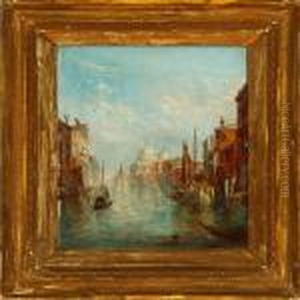 Two Canal Sceneriesfrom Venezia With Santa Maria Della Salute Oil Painting by Alfred Pollentine