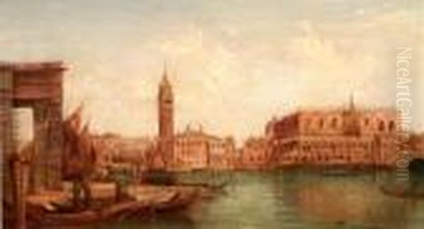 Venice' And 'the Giudecca Canal Oil Painting by Alfred Pollentine