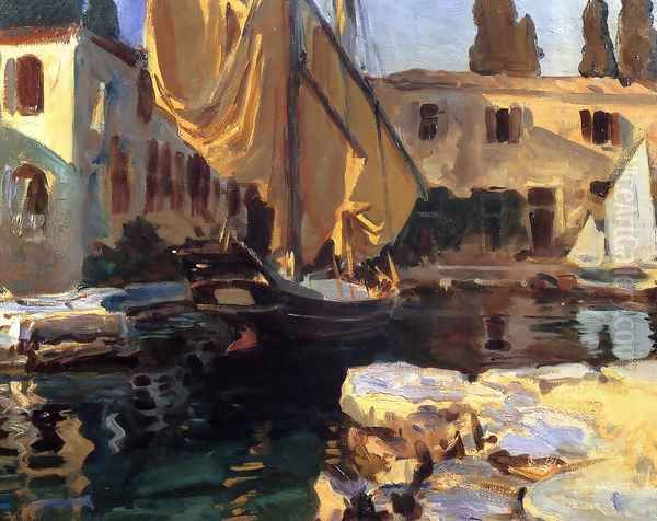 San Vigilio: A Boat with Golden Sail Oil Painting by John Singer Sargent