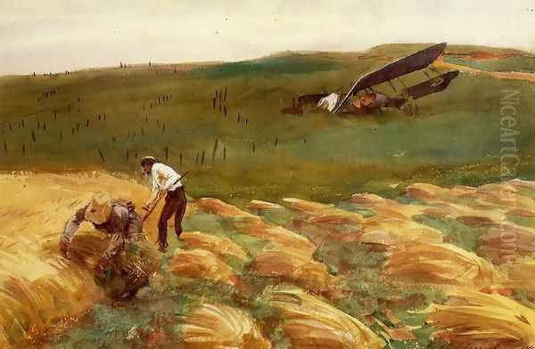 Crashed Aeroplane Oil Painting by John Singer Sargent